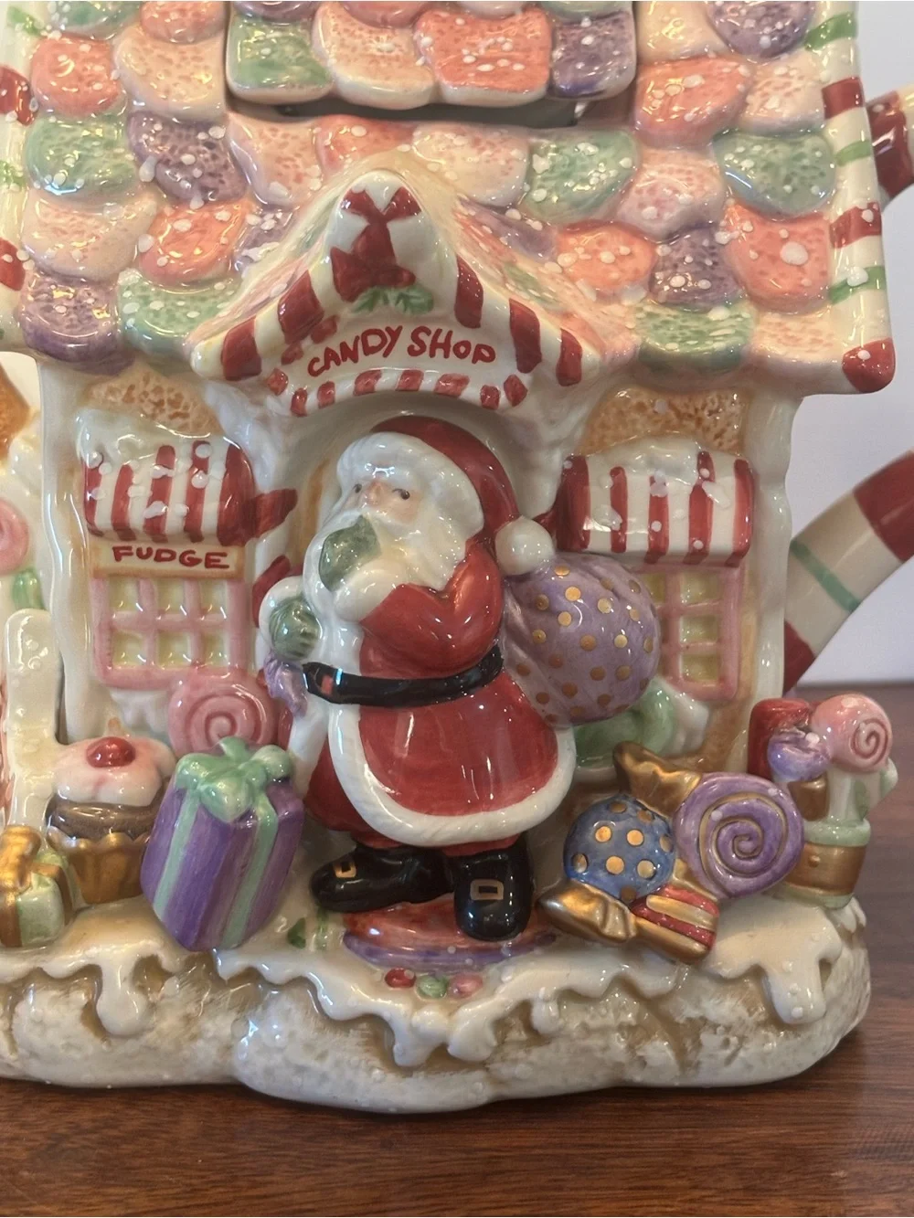 Fitz & Floyd Christmas Candy Land Express CANDY SHOP Teapot No Box EUC
